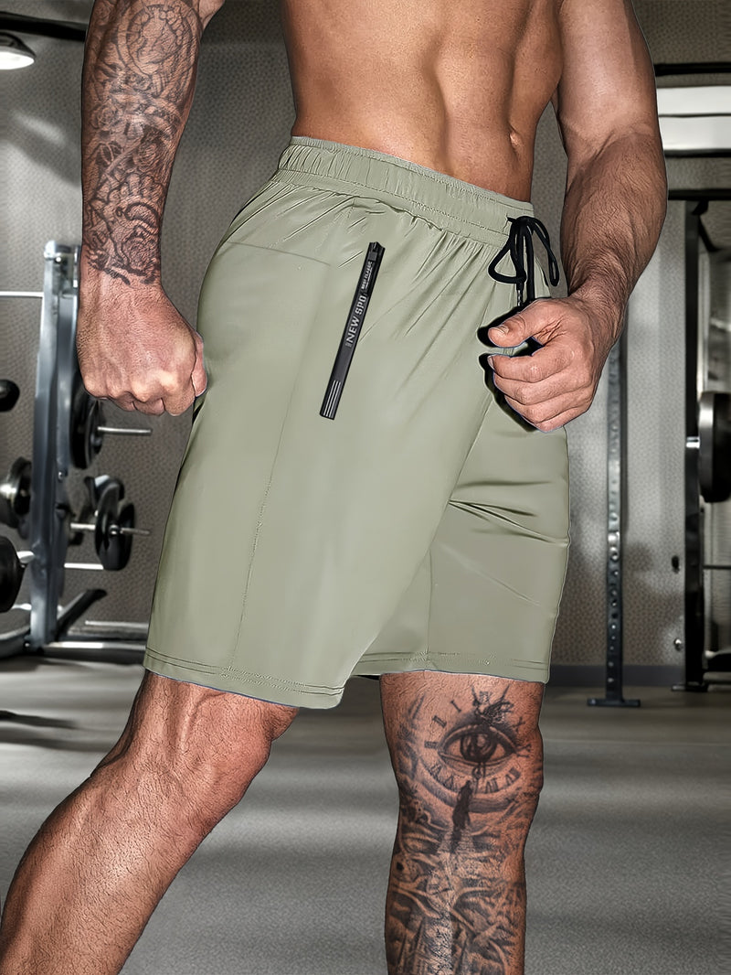 Men's Solid Shorts with Zipper Pockets