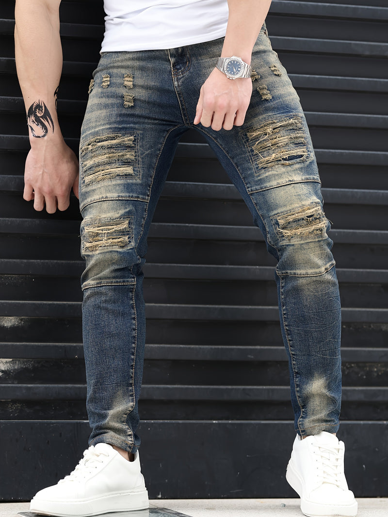 Men's Gradient Ripped Skinny Jeans