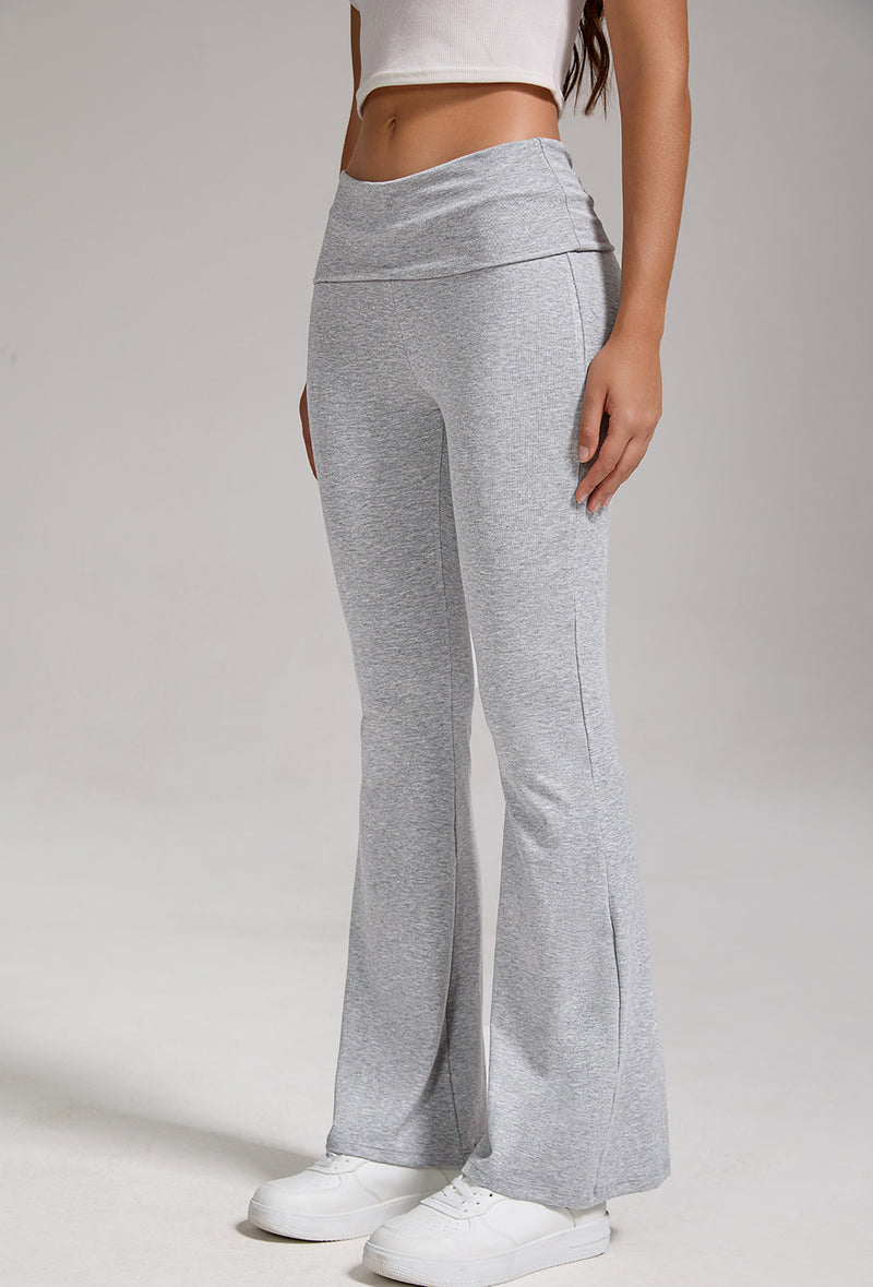 Womens Low Waisted Flared Wide Leg Pants