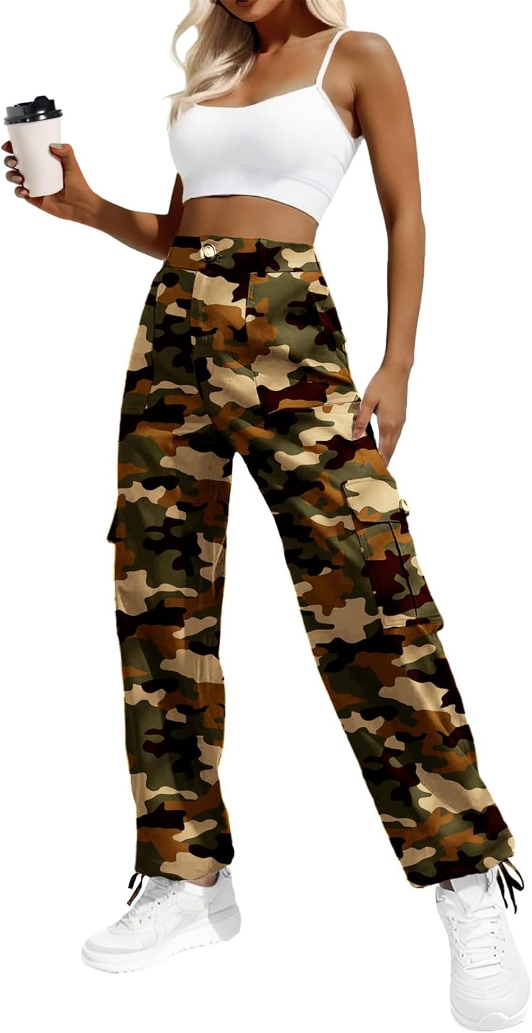 Lepunuo Women's High Waisted Cargo Pants Travel