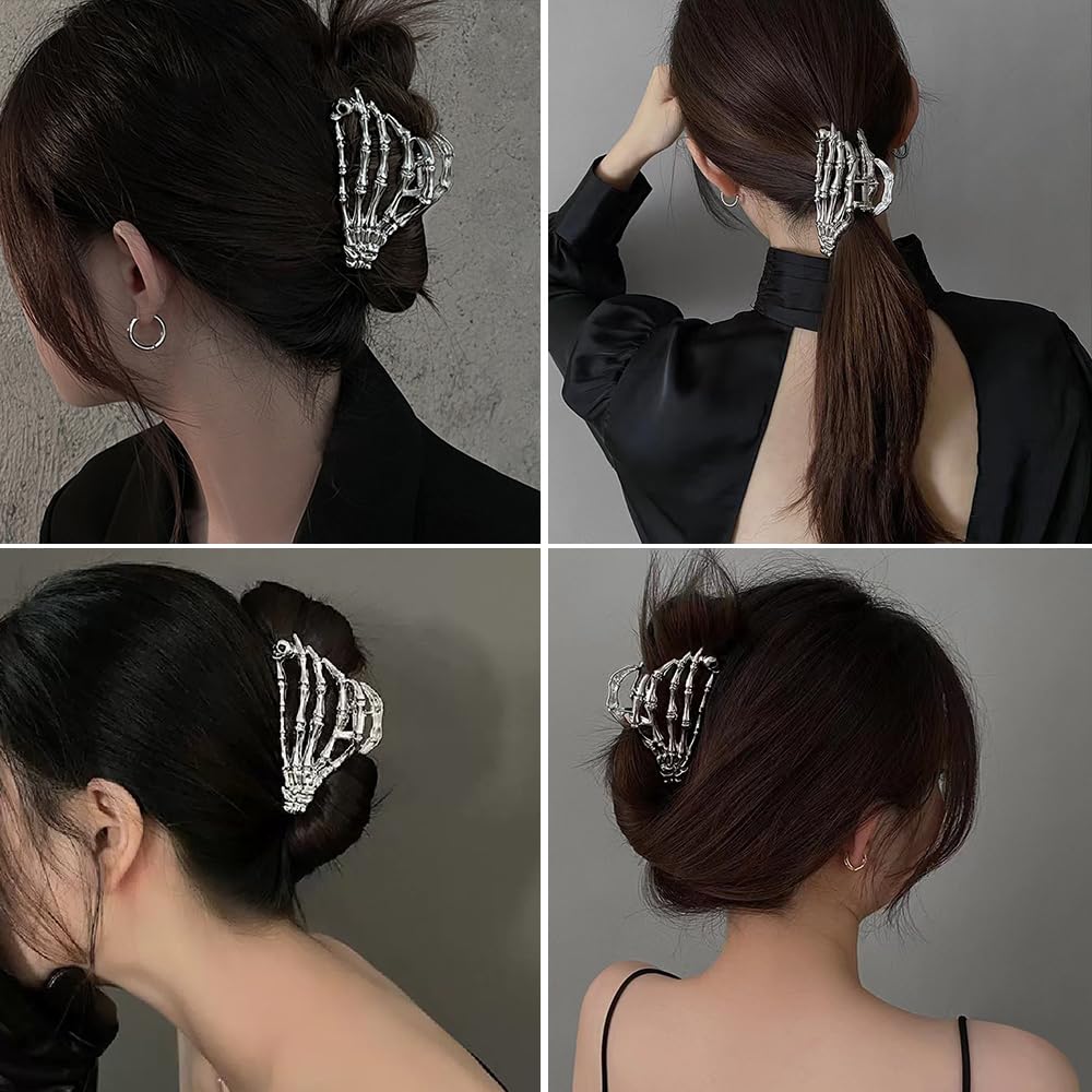 AIUPUOC Black Skeleton Skull Hair Clip
