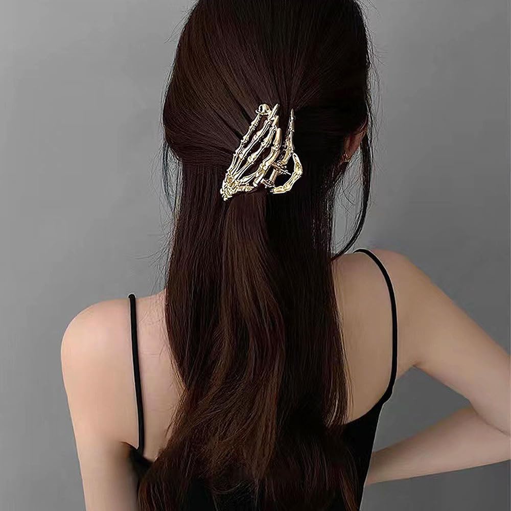 AIUPUOC Black Skeleton Skull Hair Clip