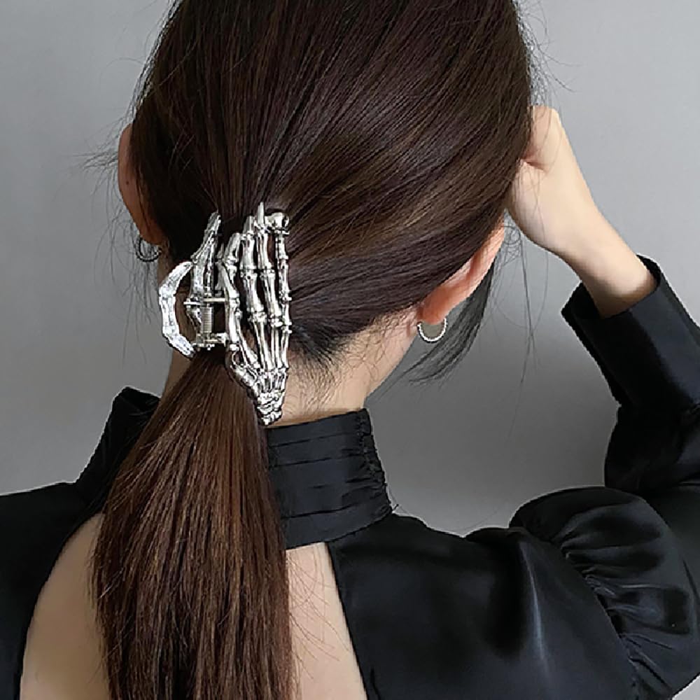 AIUPUOC Black Skeleton Skull Hair Clip
