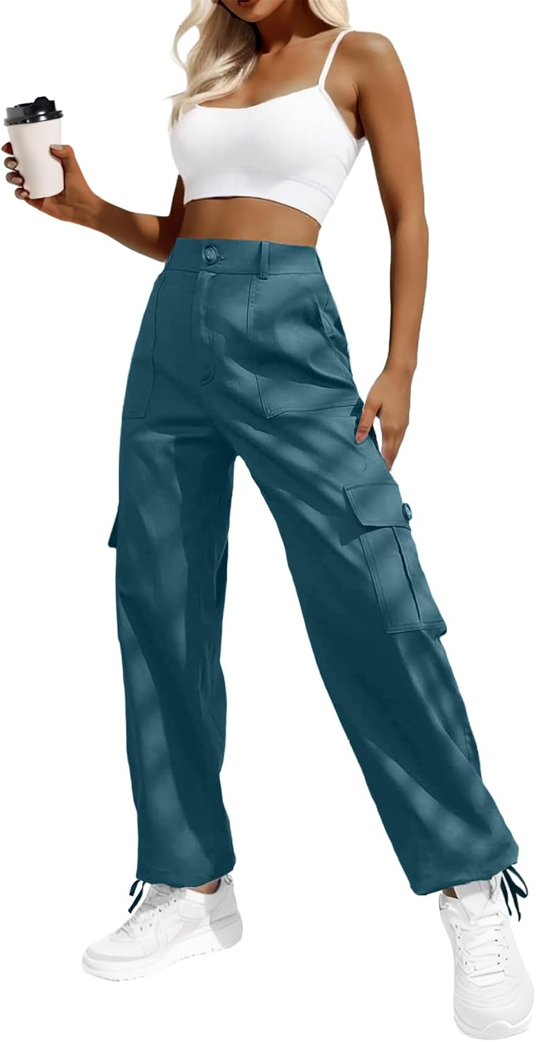 Lepunuo Women's High Waisted Cargo Pants Travel