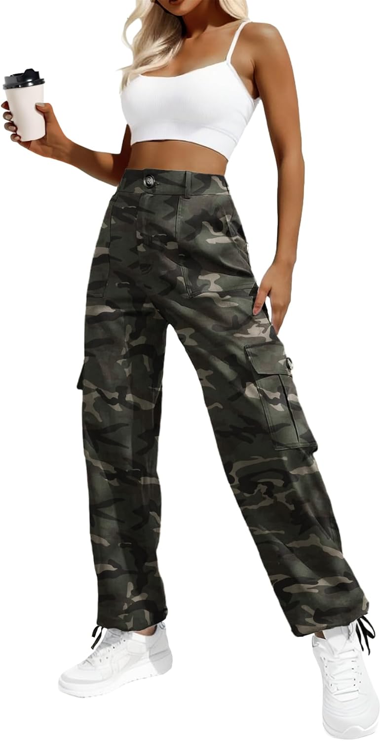 Lepunuo Women's High Waisted Cargo Pants Travel