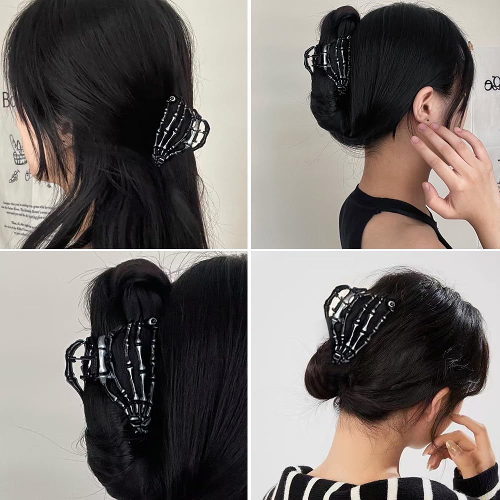 AIUPUOC Black Skeleton Skull Hair Clip