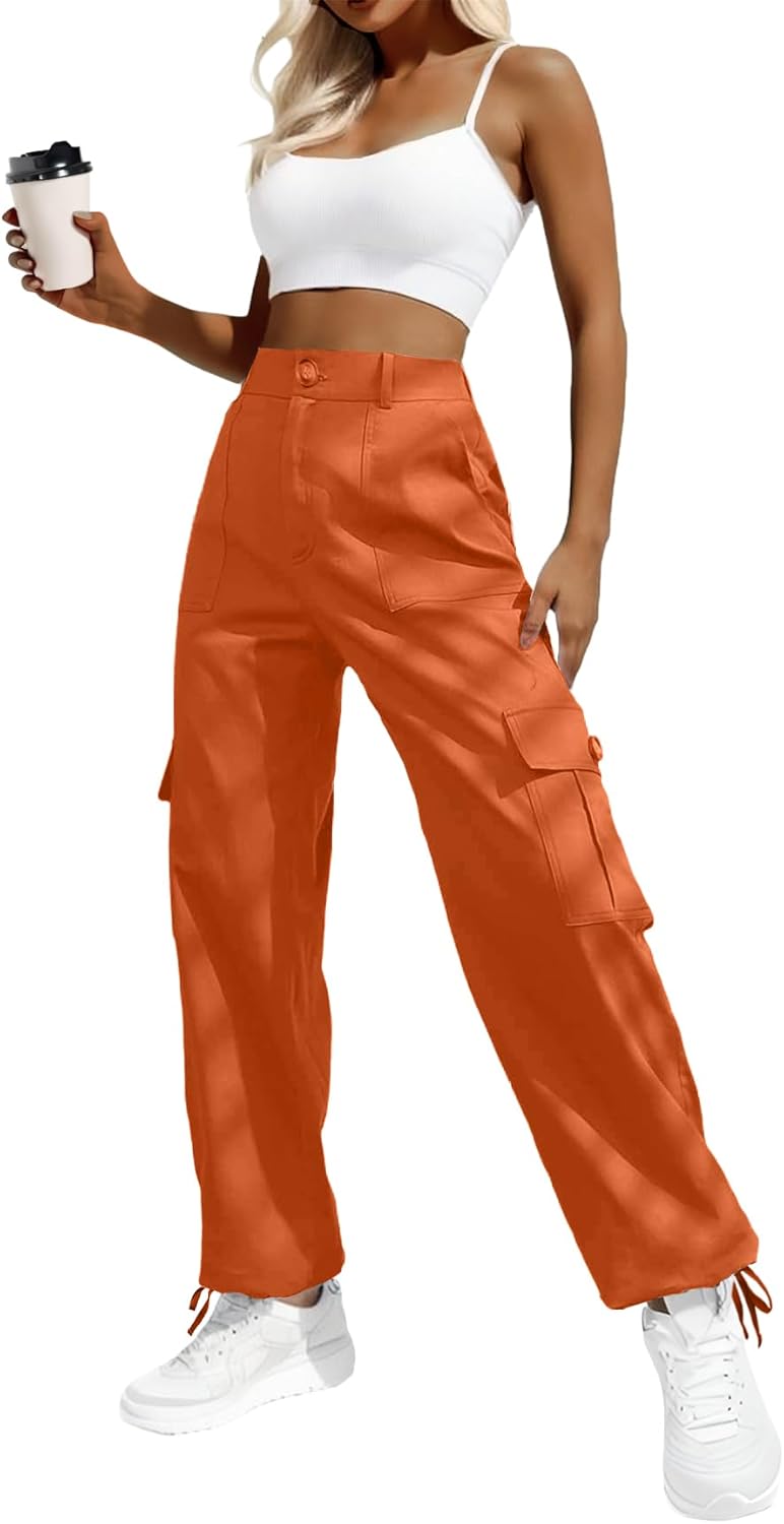 Lepunuo Women's High Waisted Cargo Pants Travel
