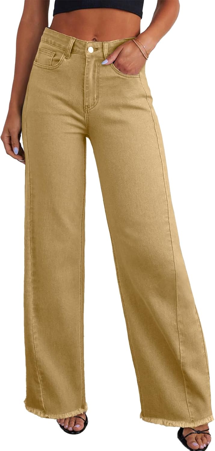 Sidefeel Women's Wide Leg Jeans High Waisted Strechy