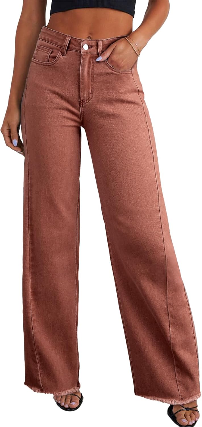 Sidefeel Women's Wide Leg Jeans High Waisted Strechy