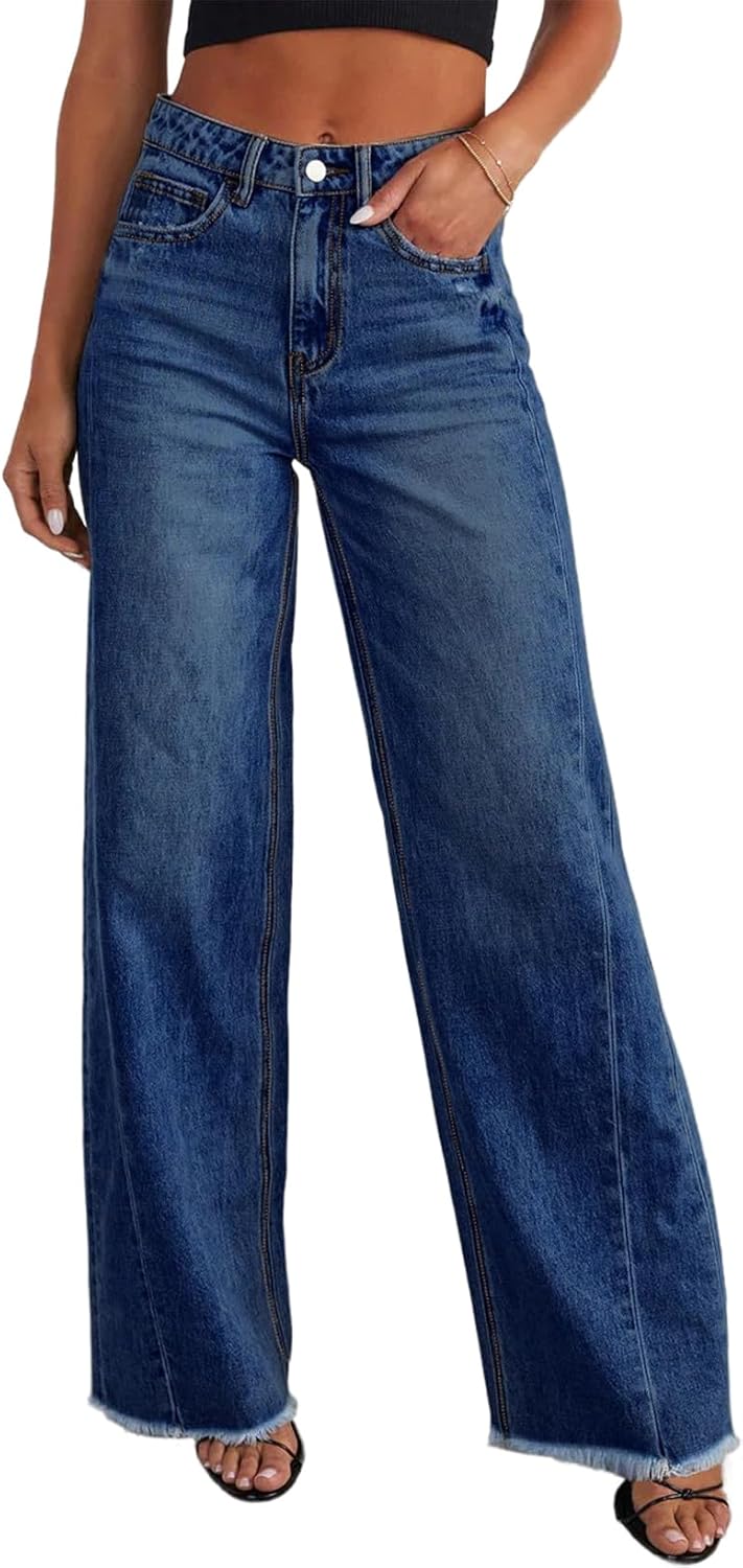 Sidefeel Women's Wide Leg Jeans High Waisted Strechy