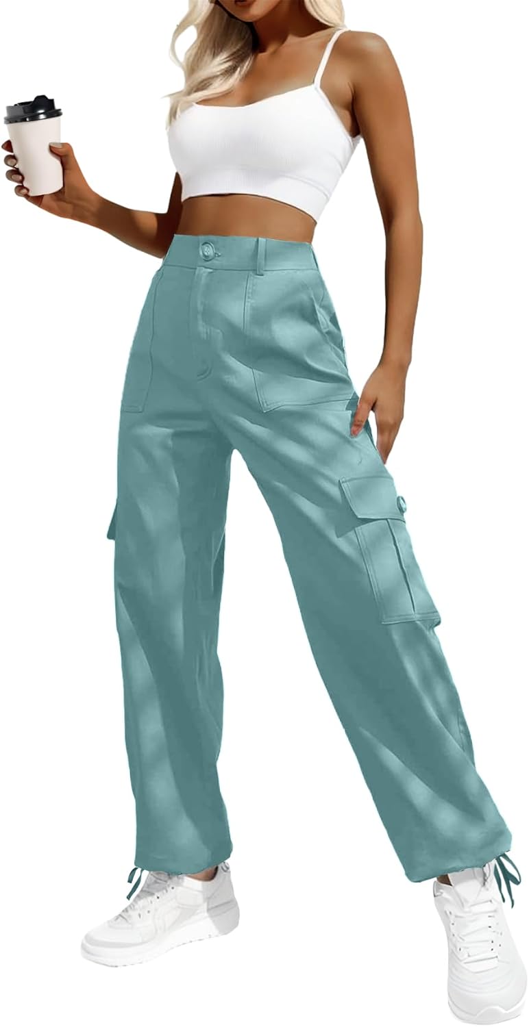 Lepunuo Women's High Waisted Cargo Pants Travel
