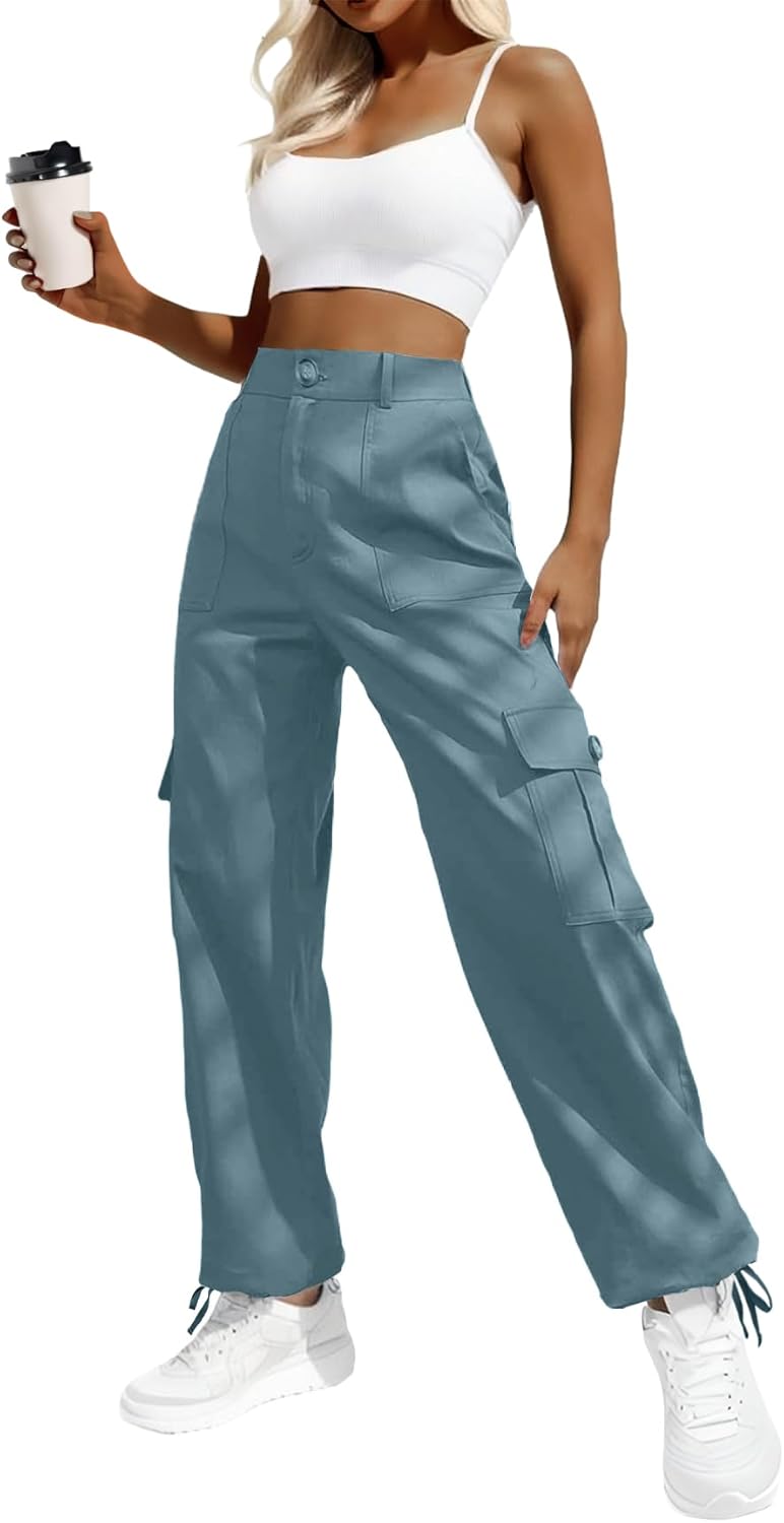 Lepunuo Women's High Waisted Cargo Pants Travel