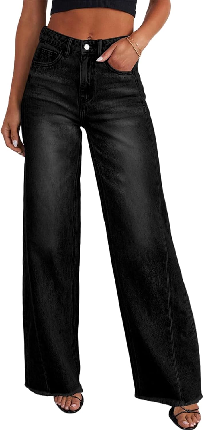 Sidefeel Women's Wide Leg Jeans High Waisted Strechy