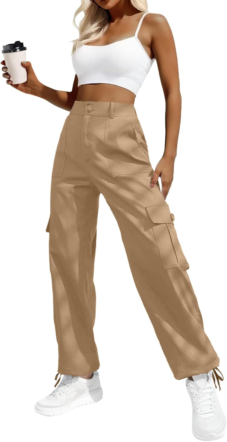 Lepunuo Women's High Waisted Cargo Pants Travel