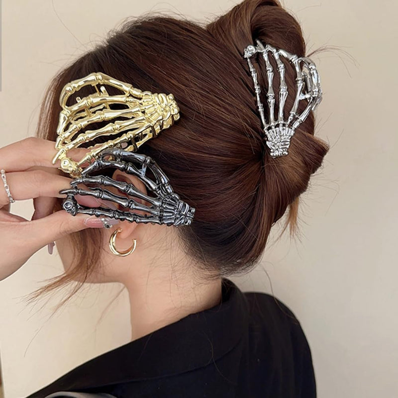 AIUPUOC Black Skeleton Skull Hair Clip