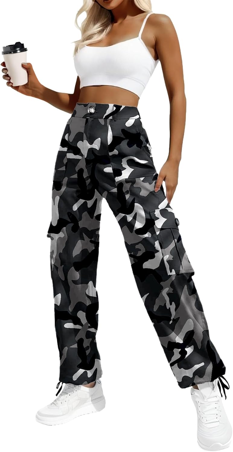 Lepunuo Women's High Waisted Cargo Pants Travel
