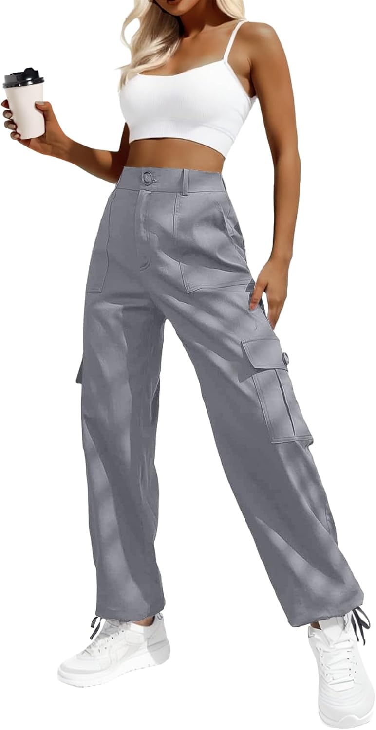Lepunuo Women's High Waisted Cargo Pants Travel
