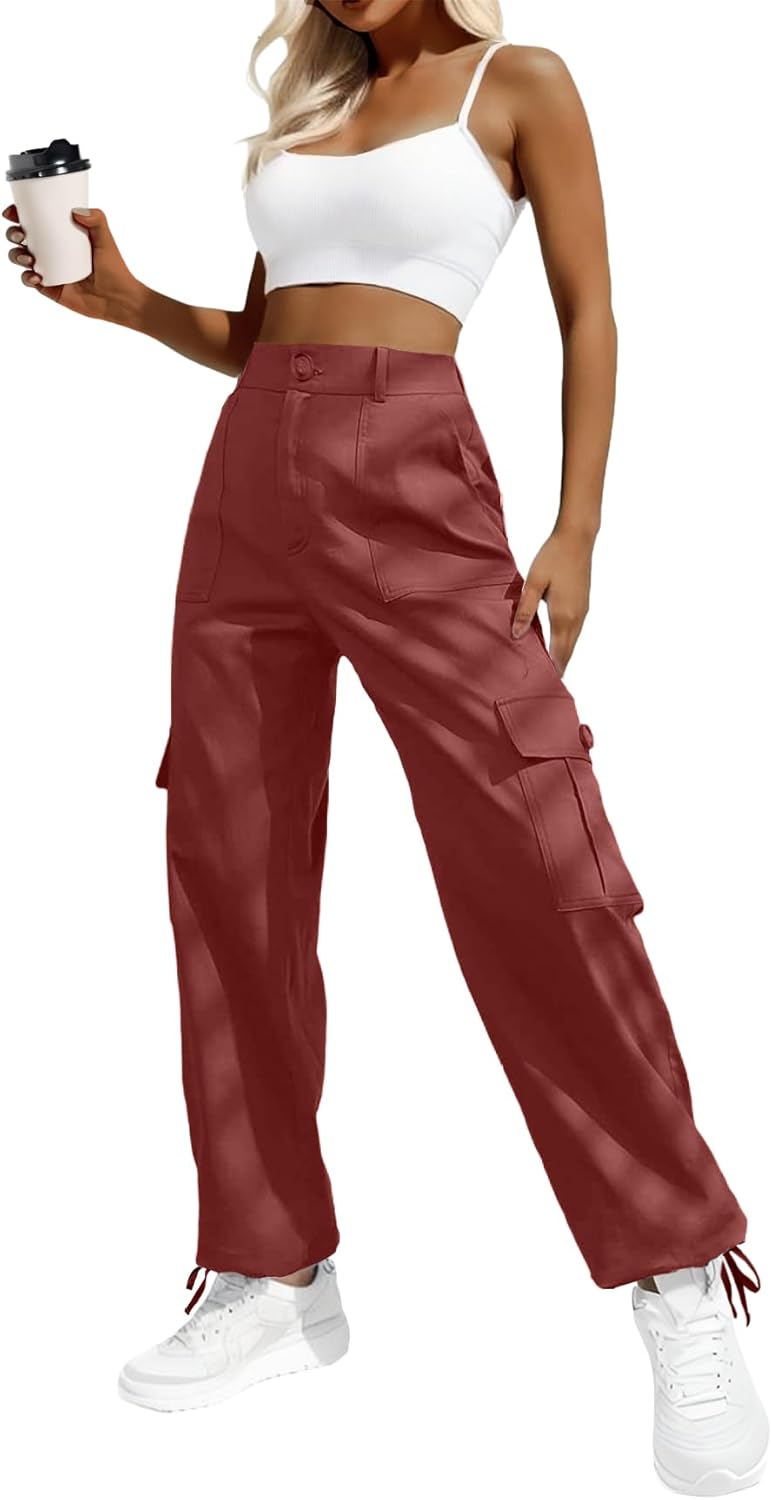 Lepunuo Women's High Waisted Cargo Pants Travel