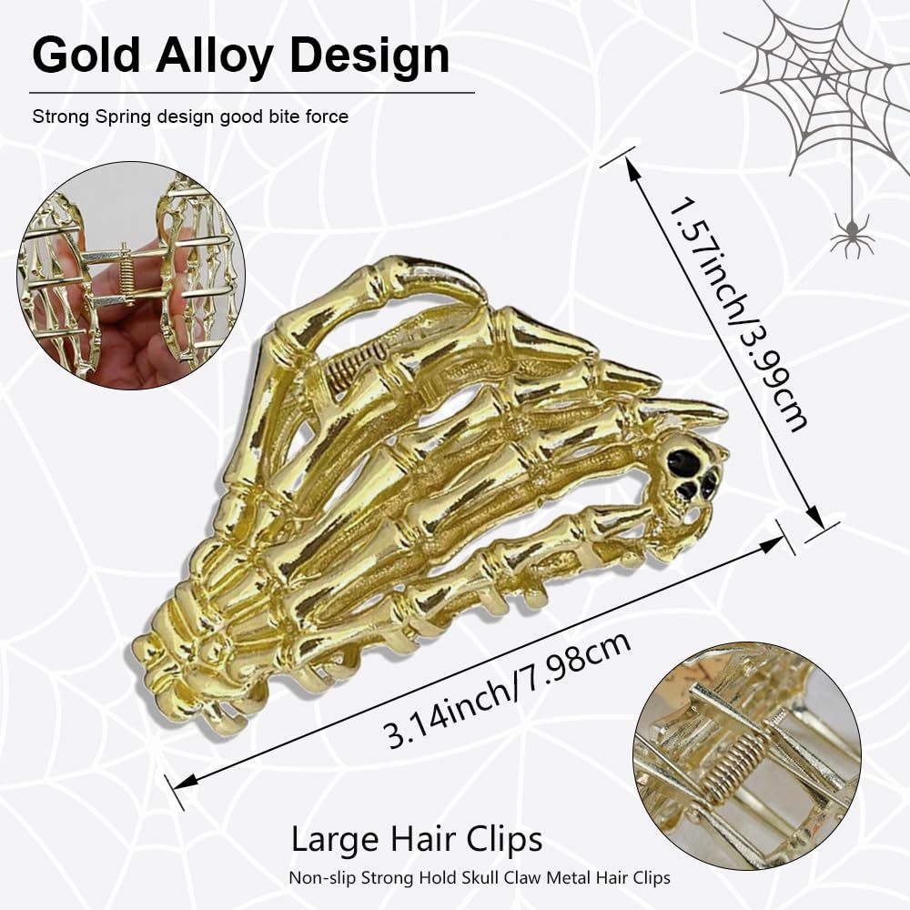 AIUPUOC Black Skeleton Skull Hair Clip