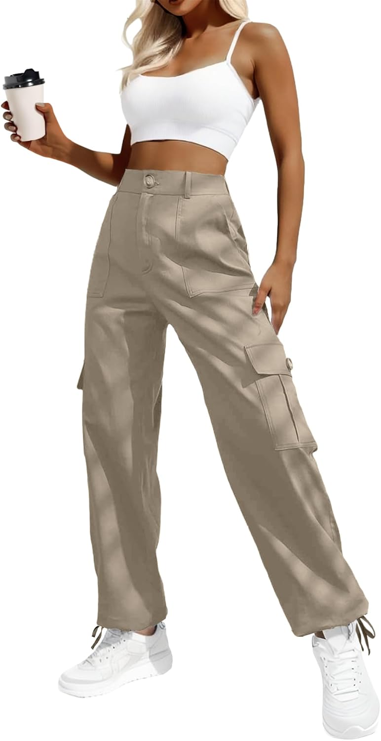 Lepunuo Women's High Waisted Cargo Pants Travel