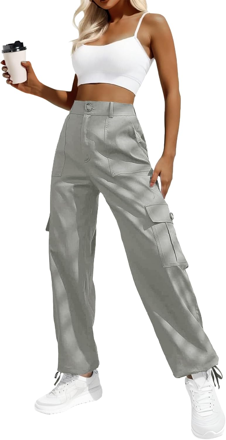 Lepunuo Women's High Waisted Cargo Pants Travel