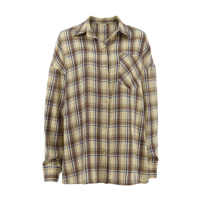 Fashion Personality Retro Plaid Shirt For Women