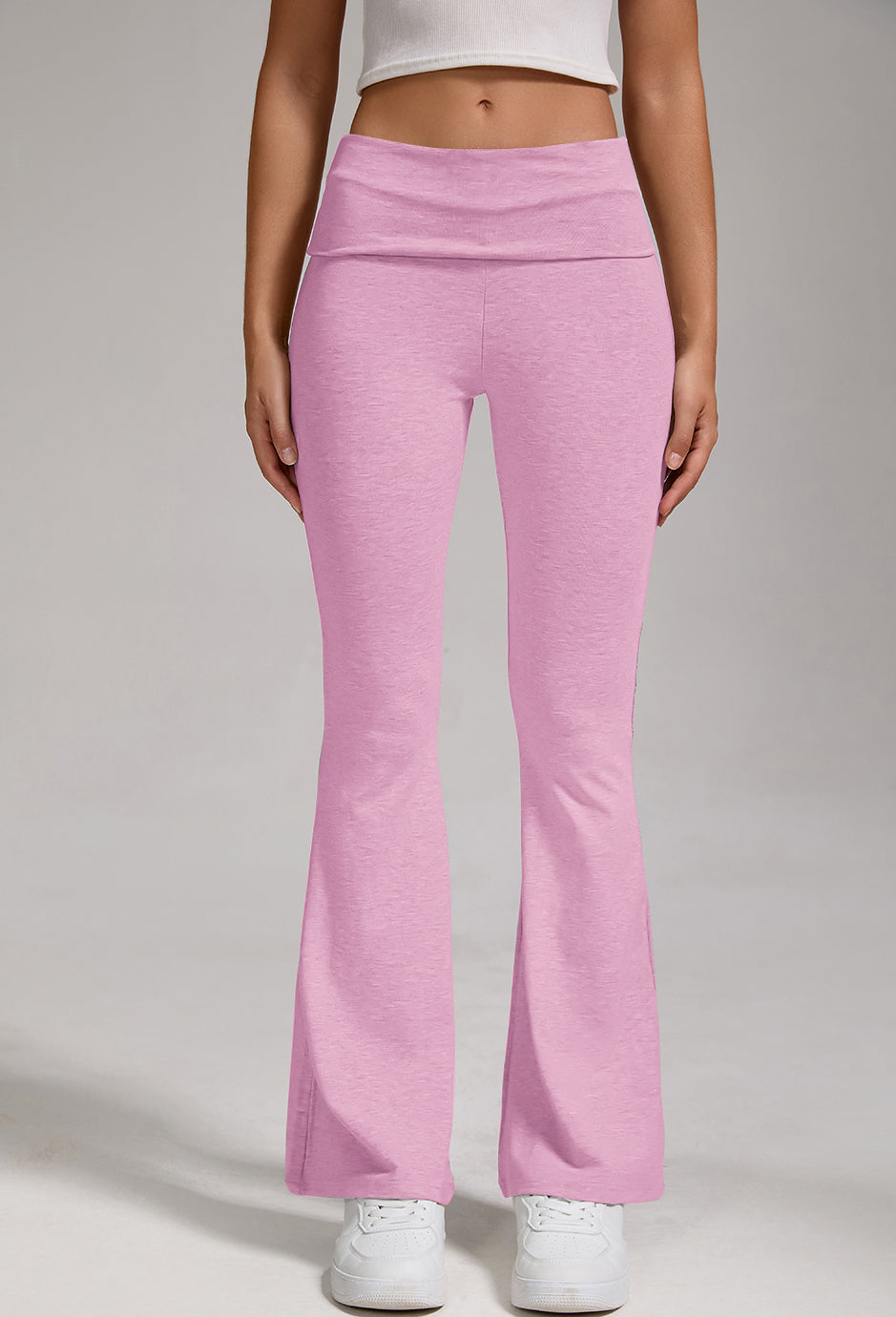 Womens Low Waisted Flared Wide Leg Pants