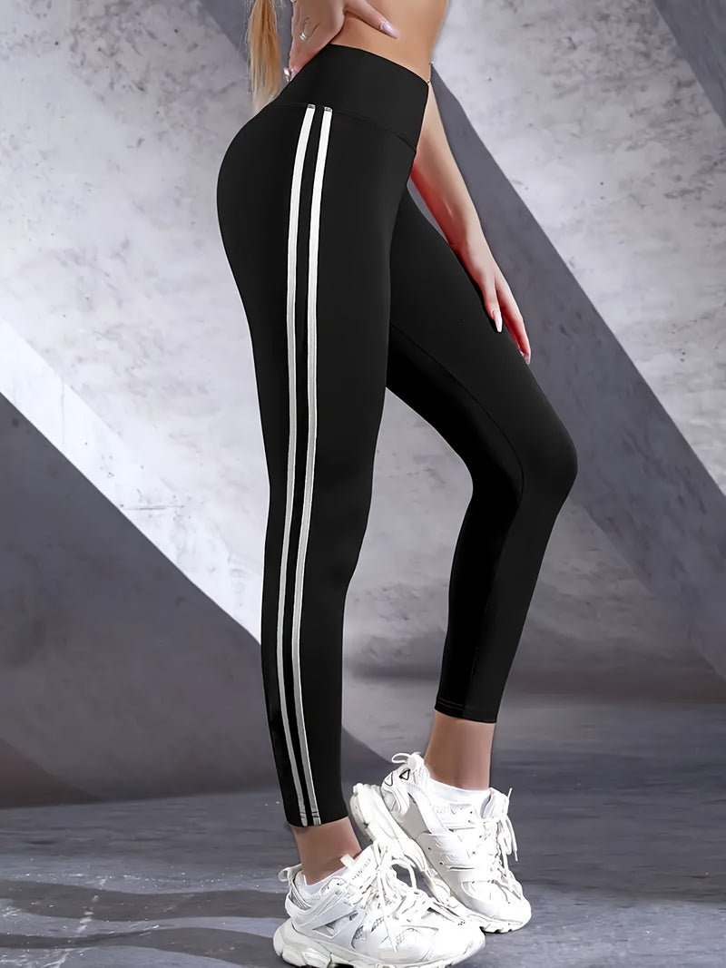 High-Waisted Yoga Leggings with Side Stripe