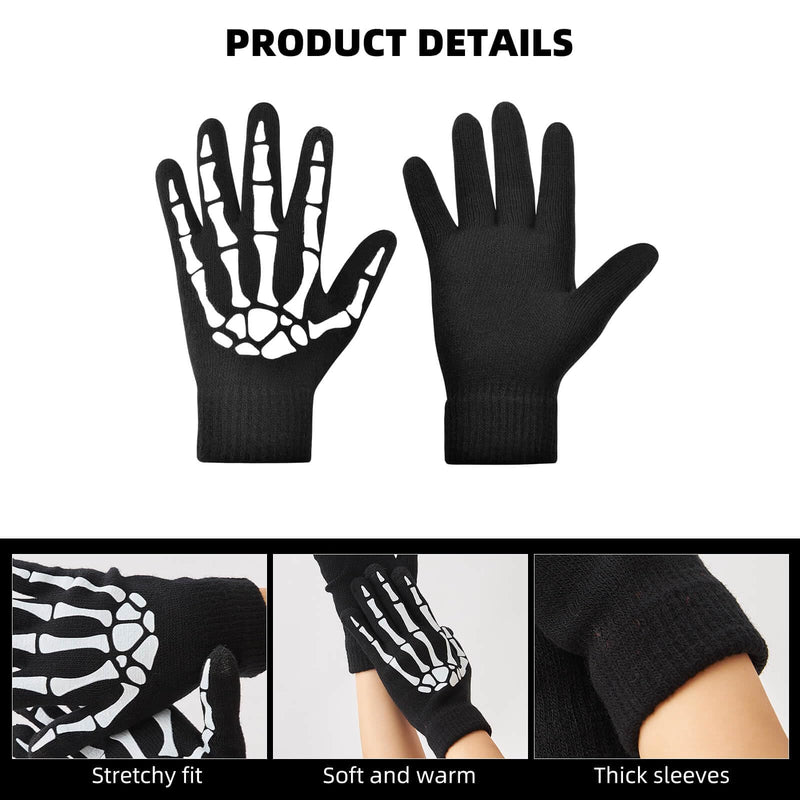 OTPEH Fingerless Skeleton Gloves