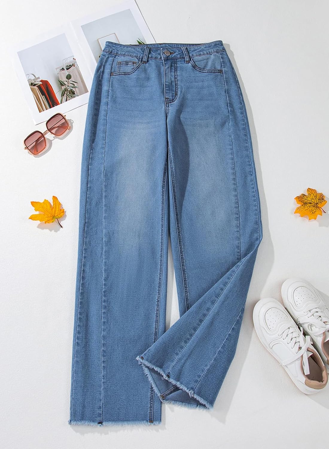 Sidefeel Women's Wide Leg Jeans High Waisted Strechy