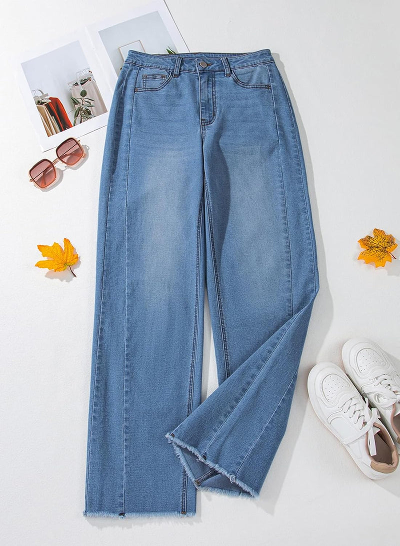 Sidefeel Women's Wide Leg Jeans High Waisted Strechy