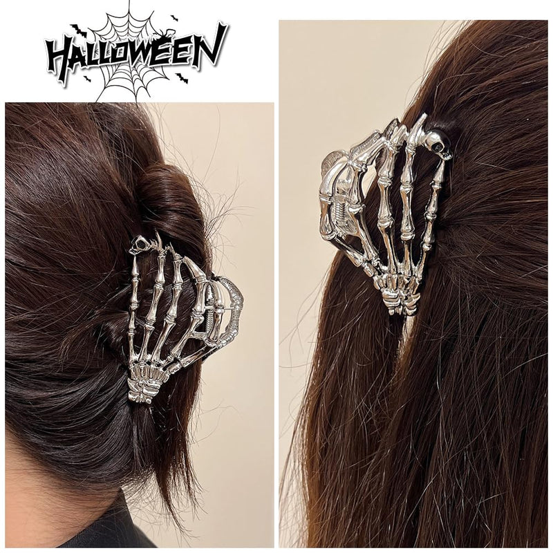 AIUPUOC Black Skeleton Skull Hair Clip