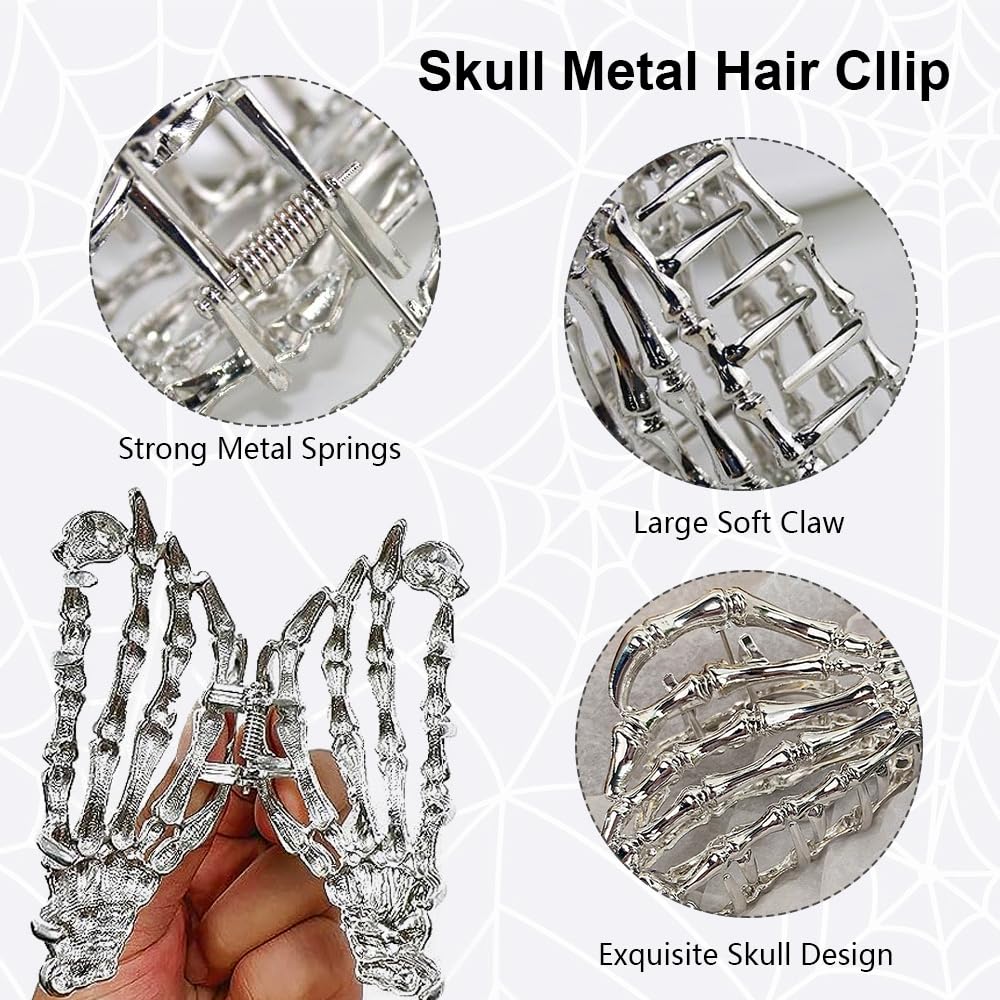 AIUPUOC Black Skeleton Skull Hair Clip