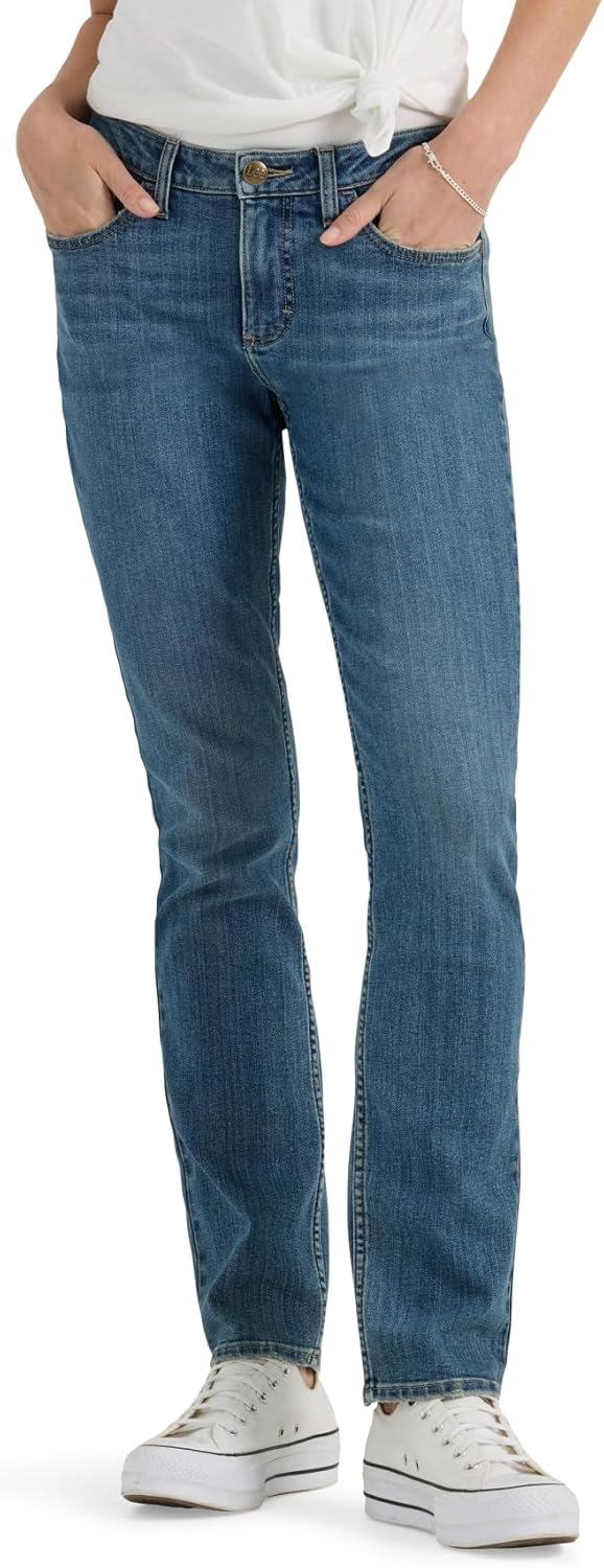 Casual and Lightweight Everyday Wear Women’s Mid Rise Jeans with Straight Leg Cut