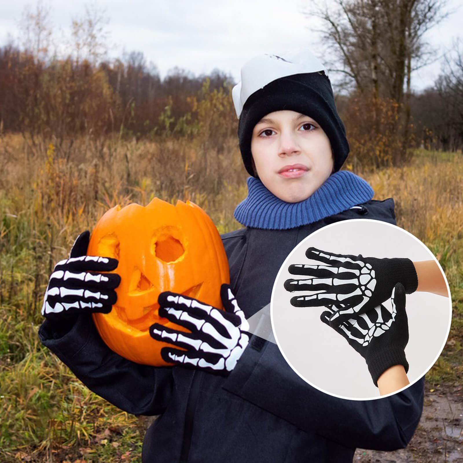 OTPEH Fingerless Skeleton Gloves