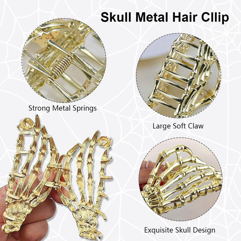 AIUPUOC Black Skeleton Skull Hair Clip