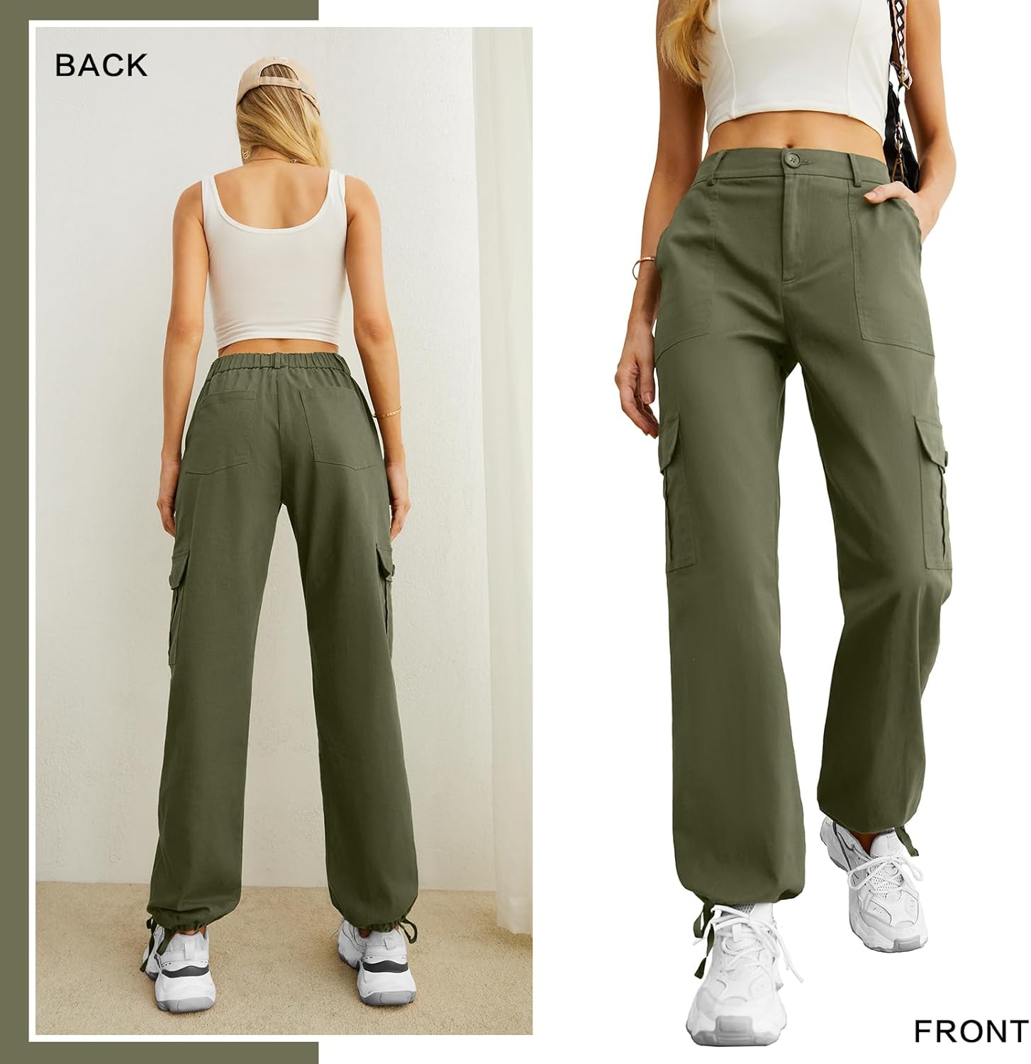 Lepunuo Women's High Waisted Cargo Pants Travel