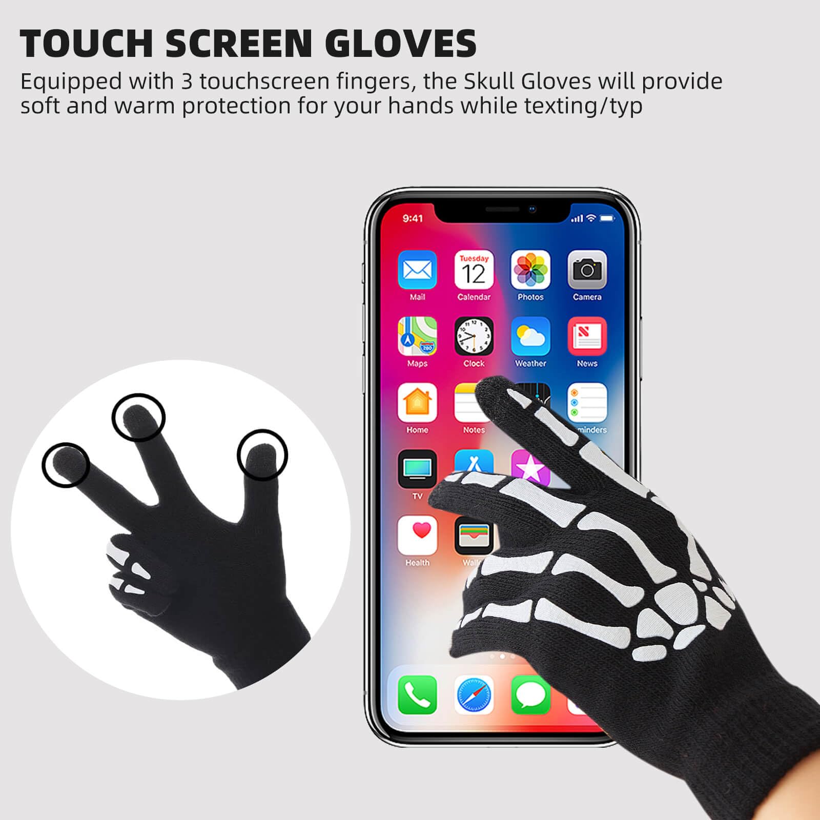 OTPEH Fingerless Skeleton Gloves
