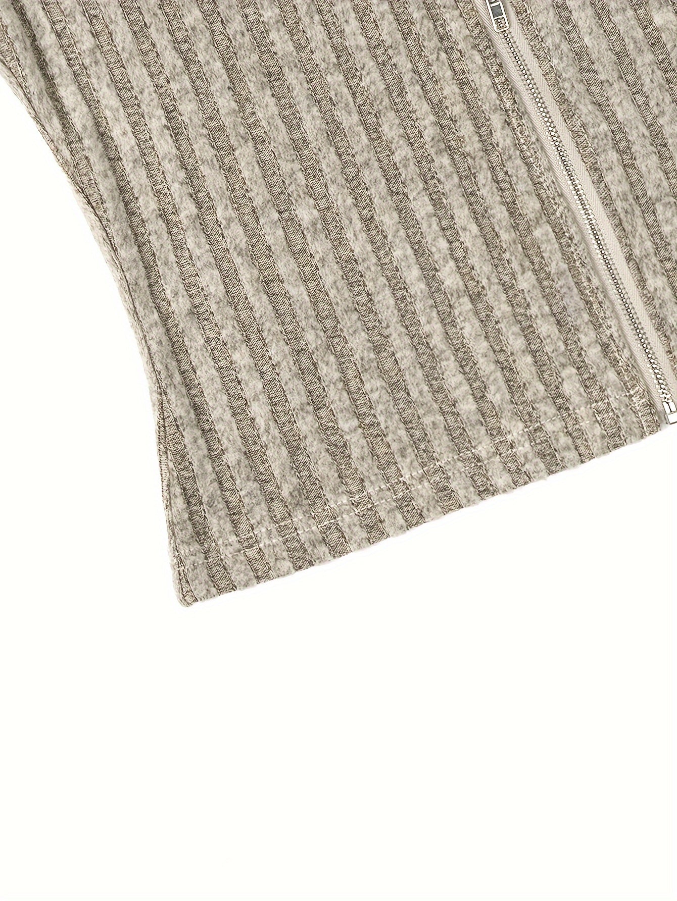 V-Neck Faux Fur Sweater – Zip Accent Knit Top