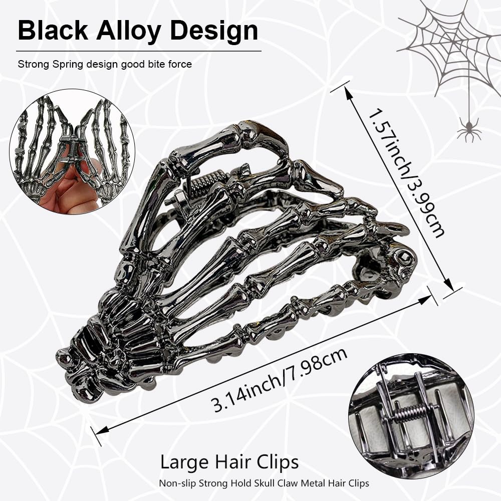AIUPUOC Black Skeleton Skull Hair Clip