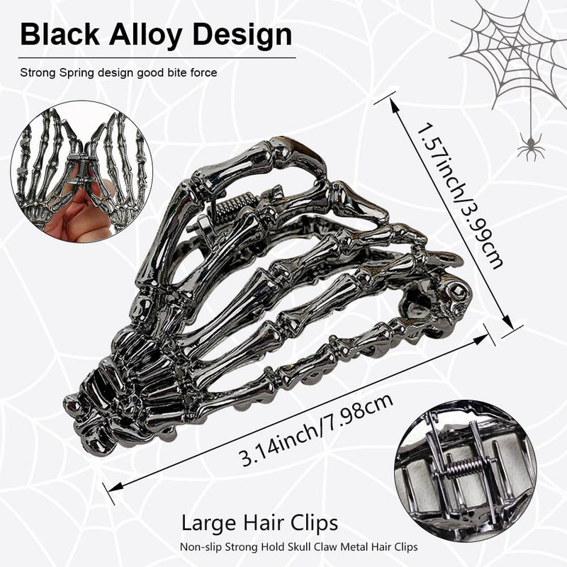 AIUPUOC Black Skeleton Skull Hair Clip