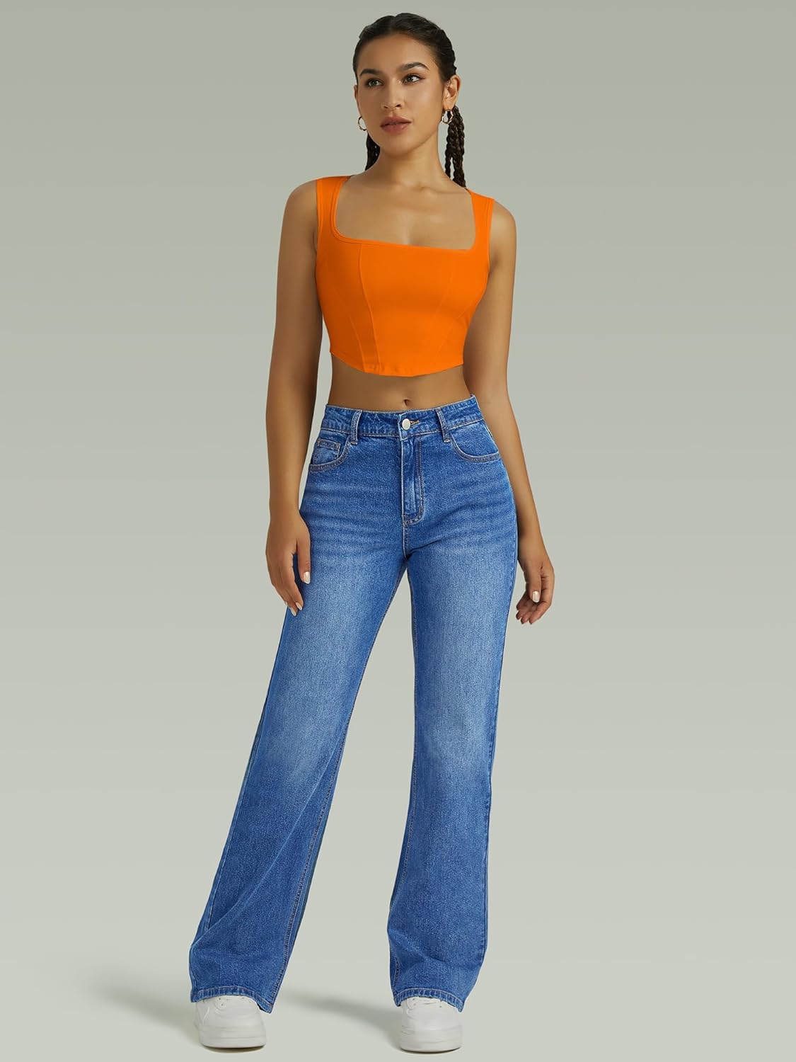 ,High Waisted Wide Leg Loose Microelastic Denim Pants