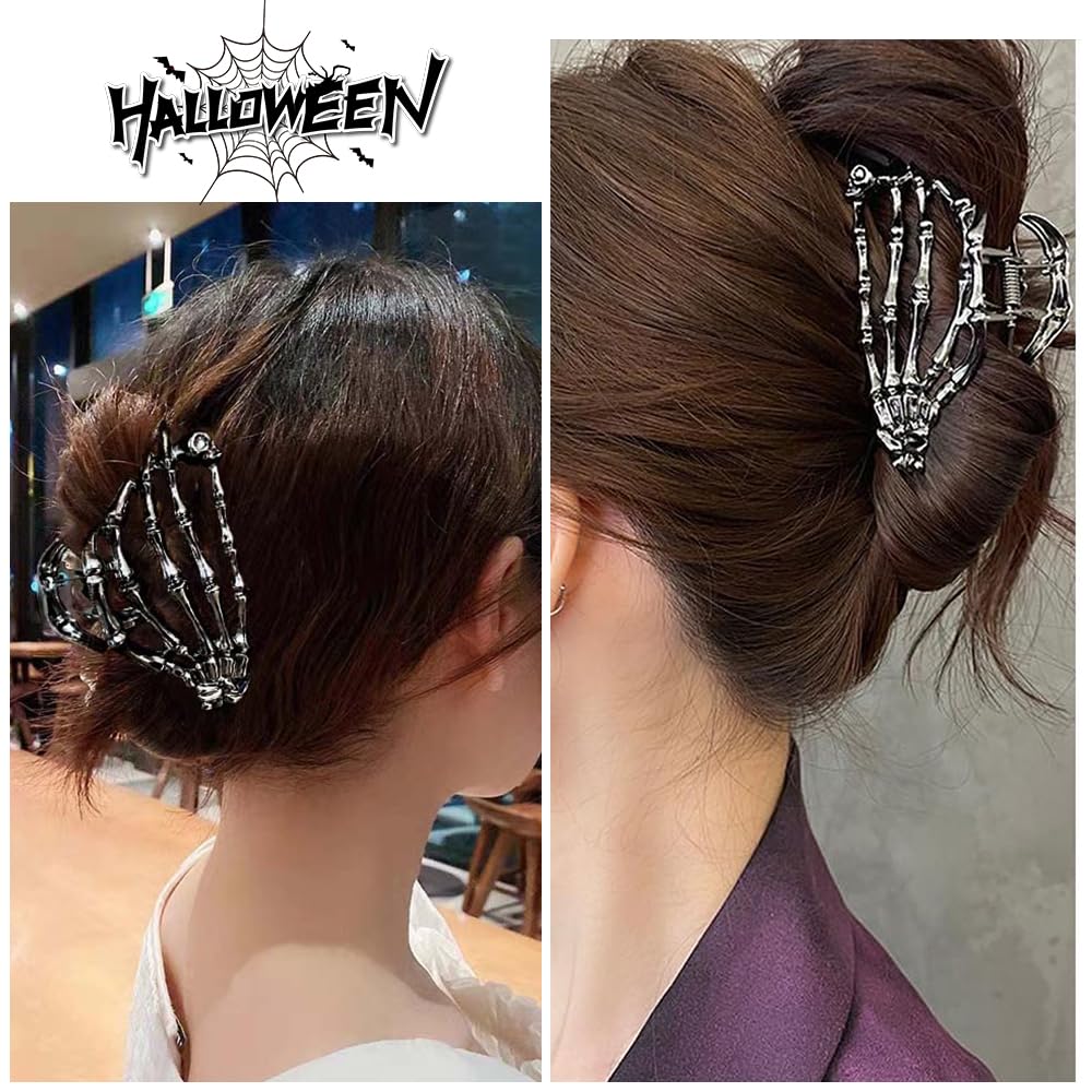 AIUPUOC Black Skeleton Skull Hair Clip