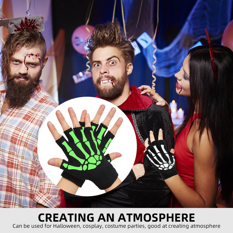 OTPEH Fingerless Skeleton Gloves