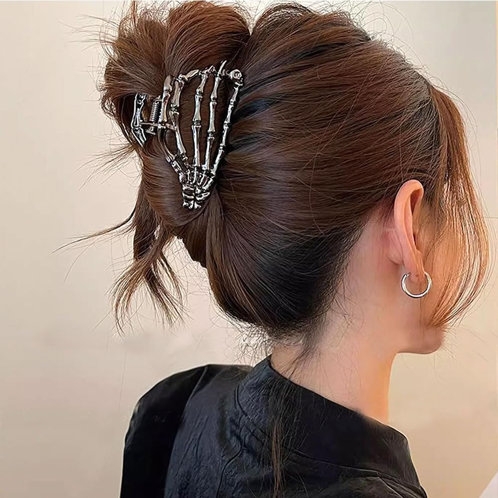 AIUPUOC Black Skeleton Skull Hair Clip