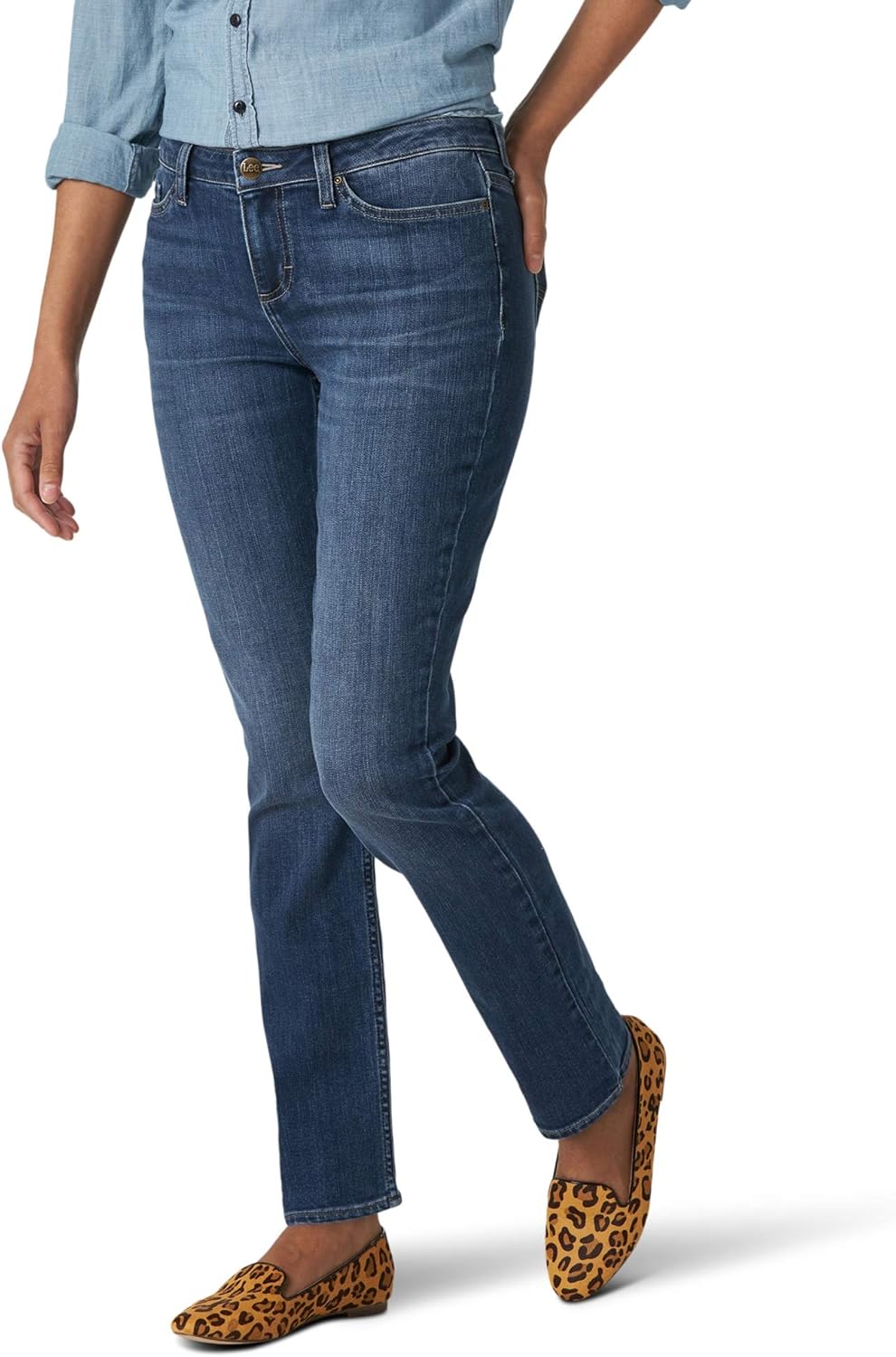 Casual and Lightweight Everyday Wear Women’s Mid Rise Jeans with Straight Leg Cut