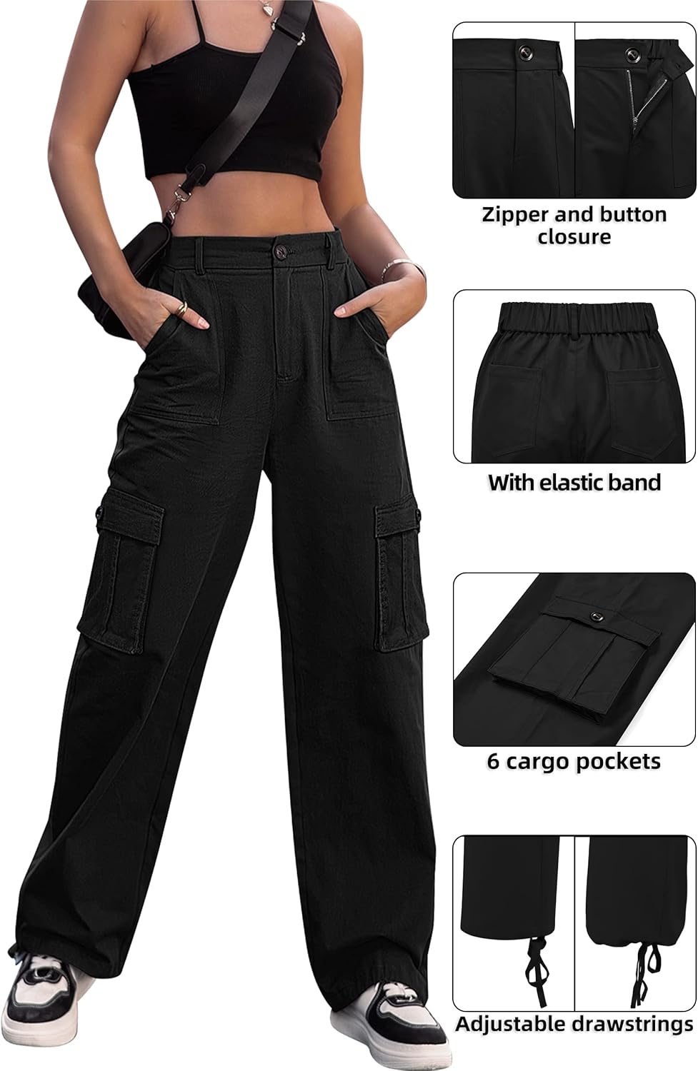 ZMPSIISA Women High Waisted Cargo Pants