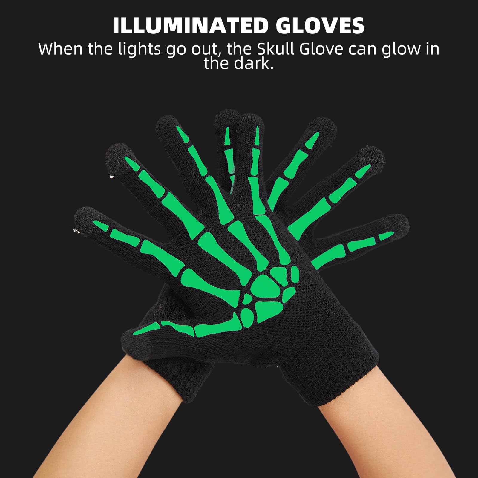 OTPEH Fingerless Skeleton Gloves