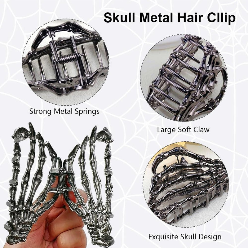 AIUPUOC Black Skeleton Skull Hair Clip