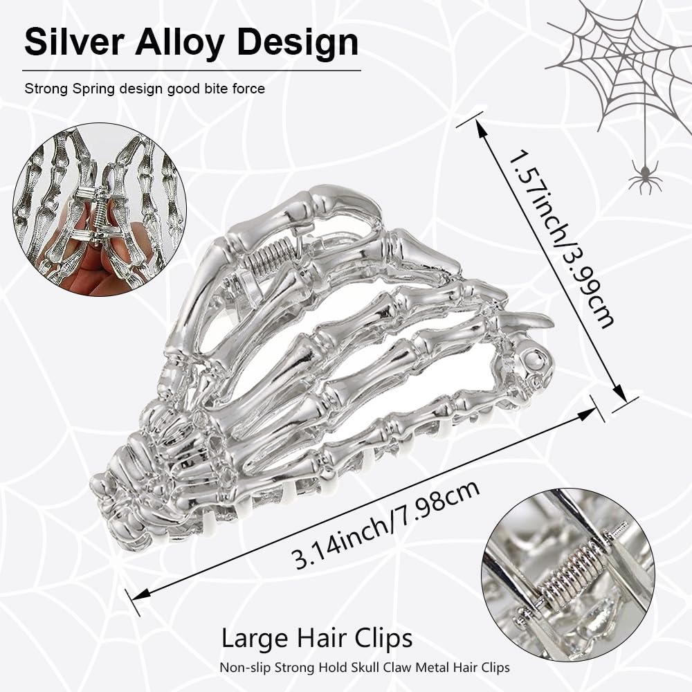 AIUPUOC Black Skeleton Skull Hair Clip